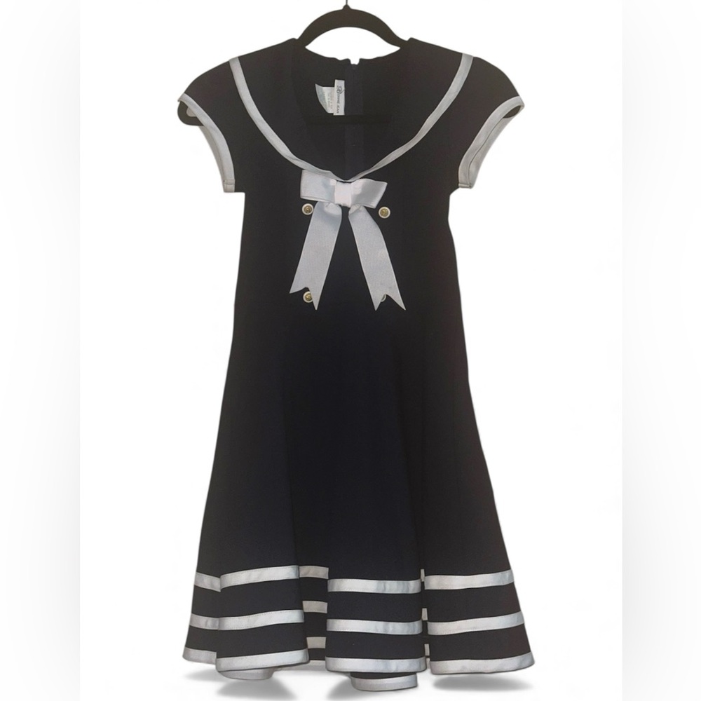 Bonnie Jean Navy Dress with White Trim NWOT